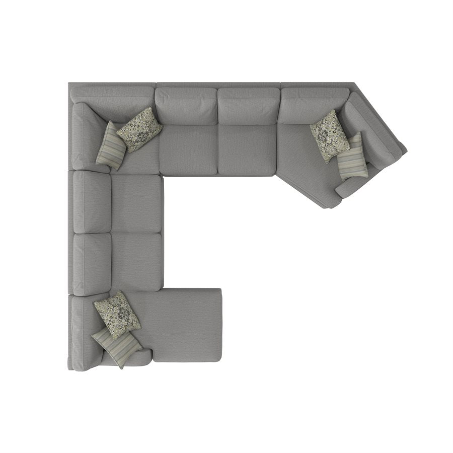 ANALIESE - 5PC MODULAR L-SHAPED SECTIONAL W / 6 PILLOWS  - LT GRAY