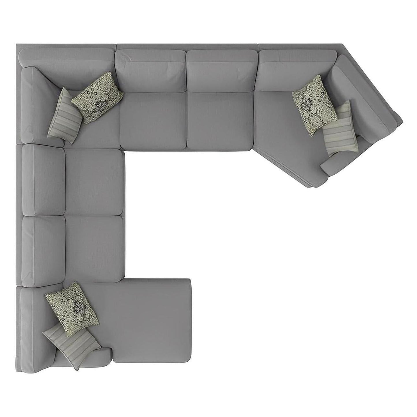ANALIESE - 5PC MODULAR L-SHAPED SECTIONAL W / 6 PILLOWS - LT GRAY