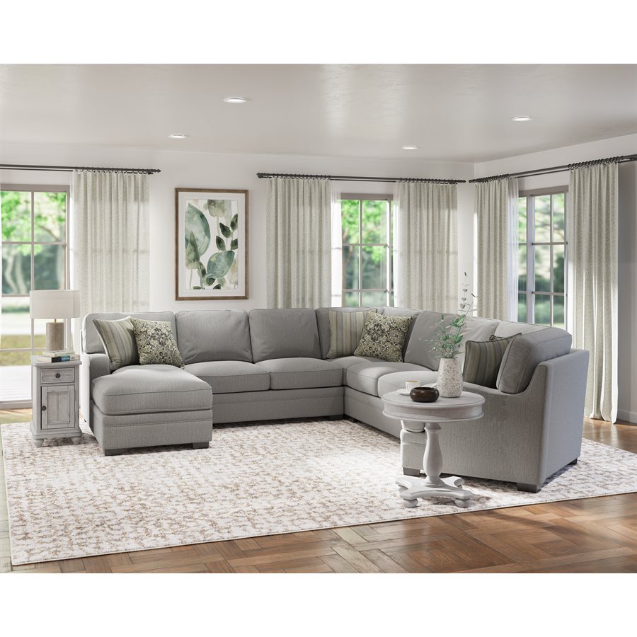 ANALIESE - 5PC MODULAR L-SHAPED SECTIONAL W / 6 PILLOWS  - LT GRAY