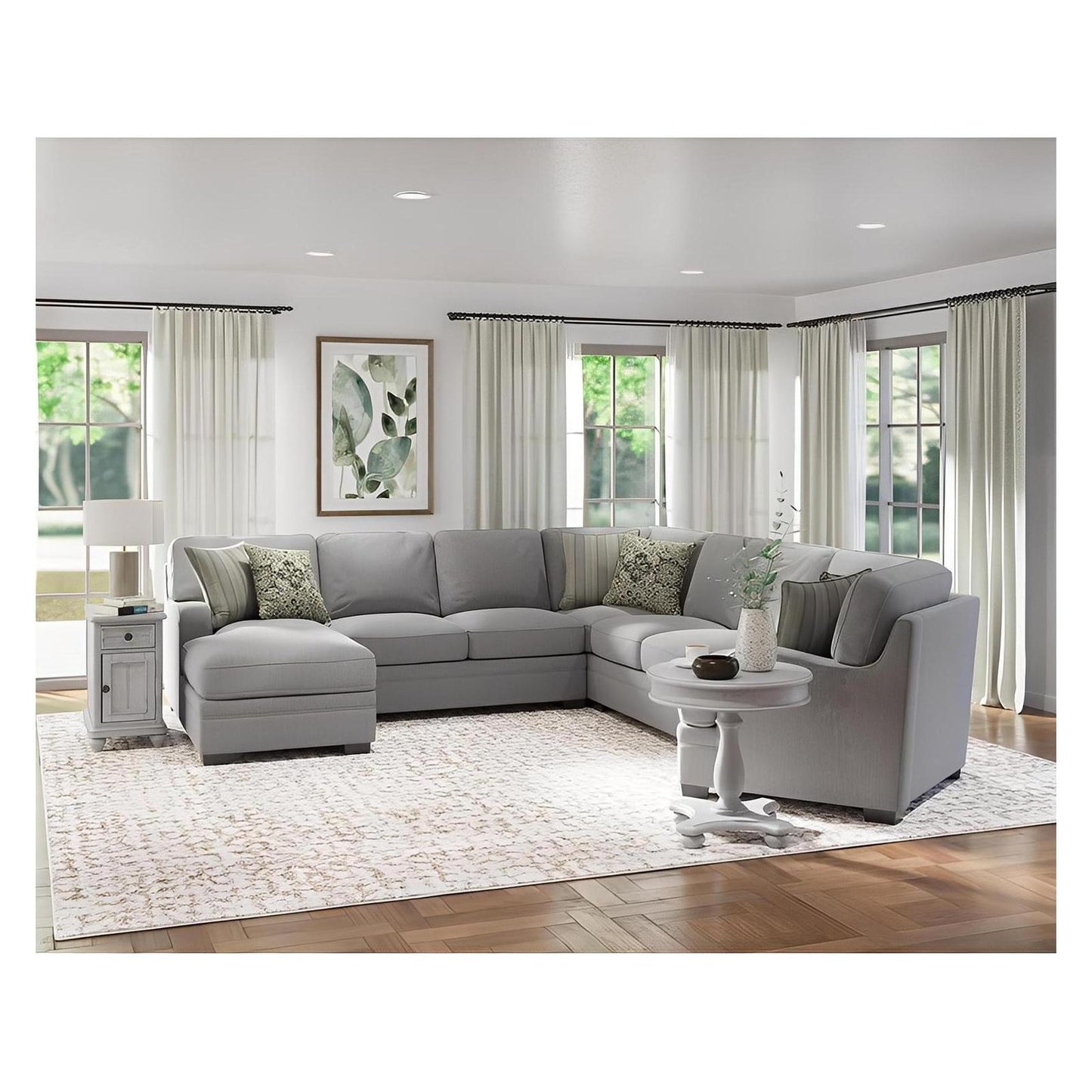 ANALIESE - 5PC MODULAR L-SHAPED SECTIONAL W / 6 PILLOWS - LT GRAY