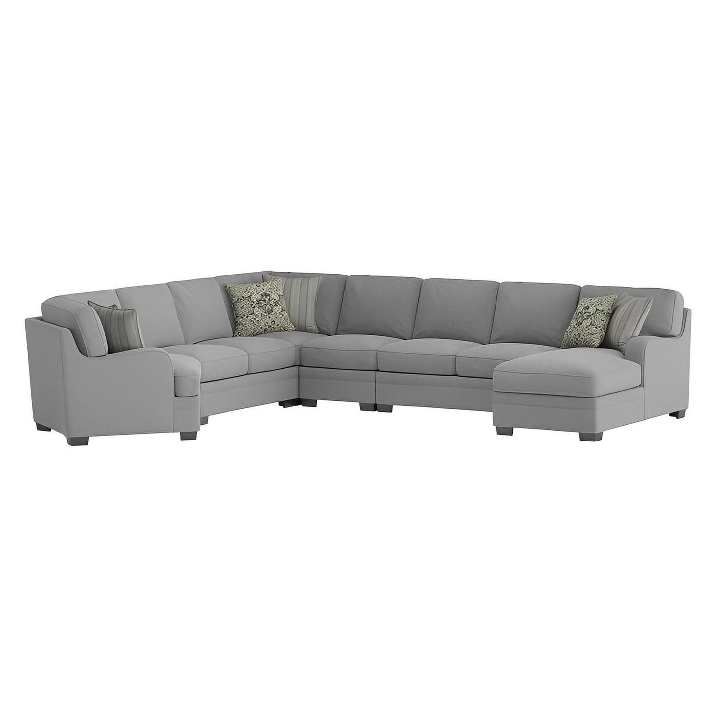 ANALIESE - MODULAR 6PC L-SHAPED SECTIONAL W / 6 PILLOWS - LT GRAY