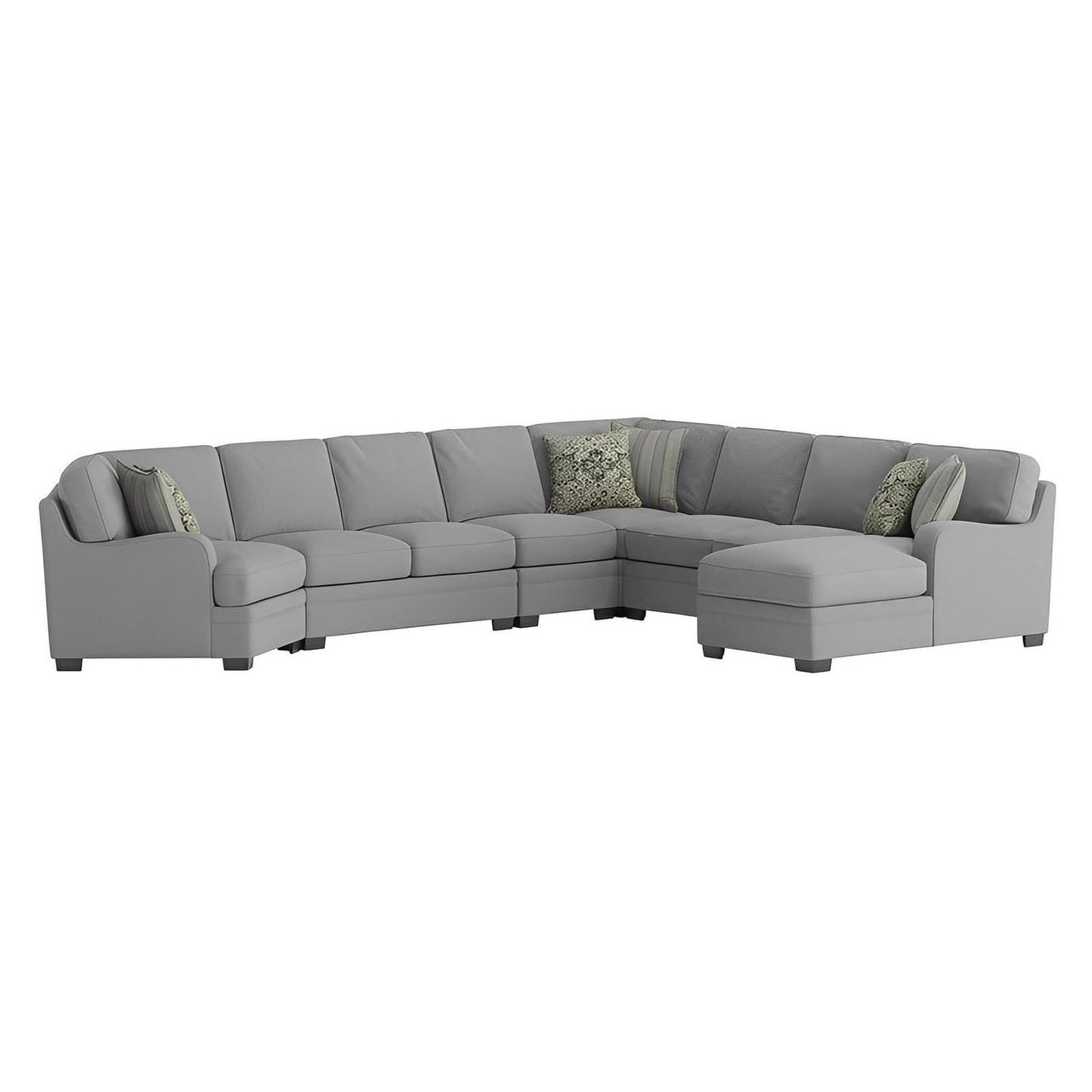 ANALIESE - MODULAR 6PC L-SHAPED SECTIONAL W / 6 PILLOWS - LT GRAY