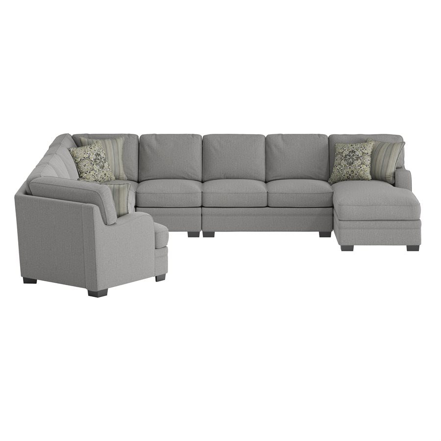 ANALIESE - MODULAR 6PC L-SHAPED SECTIONAL W / 6 PILLOWS - LT GRAY