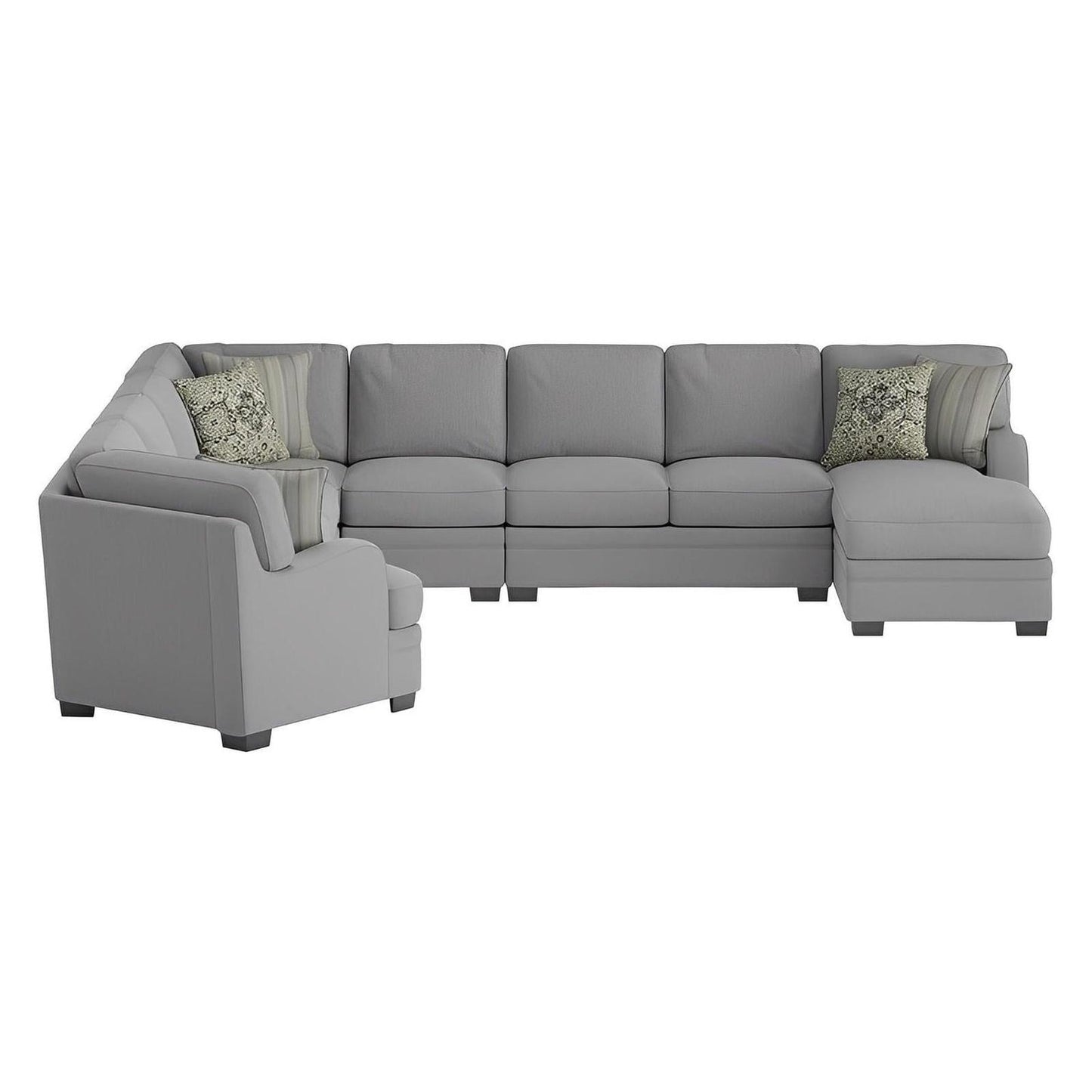 ANALIESE - MODULAR 6PC L-SHAPED SECTIONAL W / 6 PILLOWS - LT GRAY