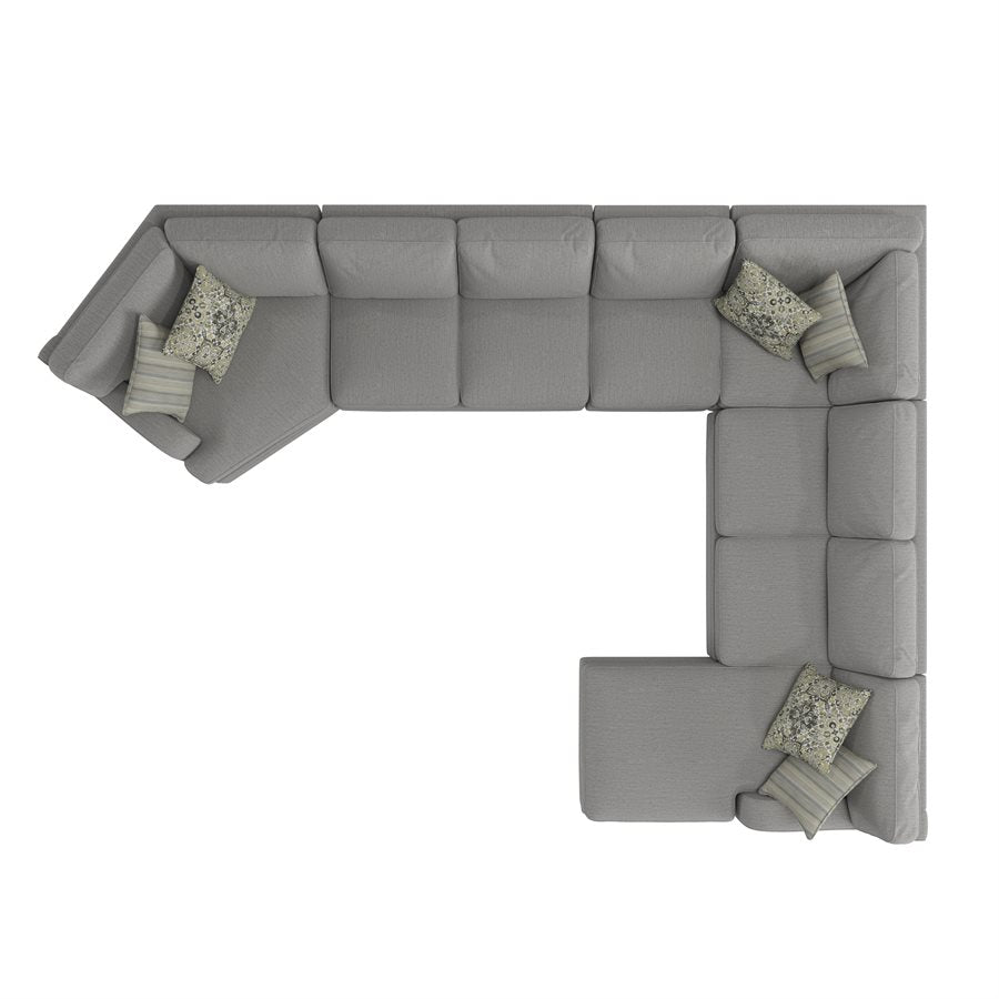 ANALIESE - MODULAR 6PC L-SHAPED SECTIONAL W / 6 PILLOWS - LT GRAY