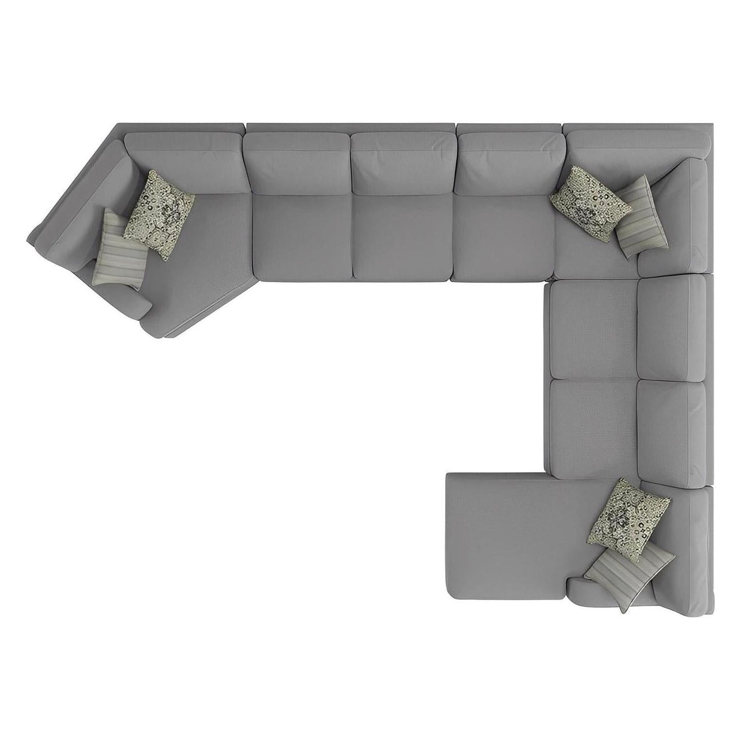 ANALIESE - MODULAR 6PC L-SHAPED SECTIONAL W / 6 PILLOWS - LT GRAY