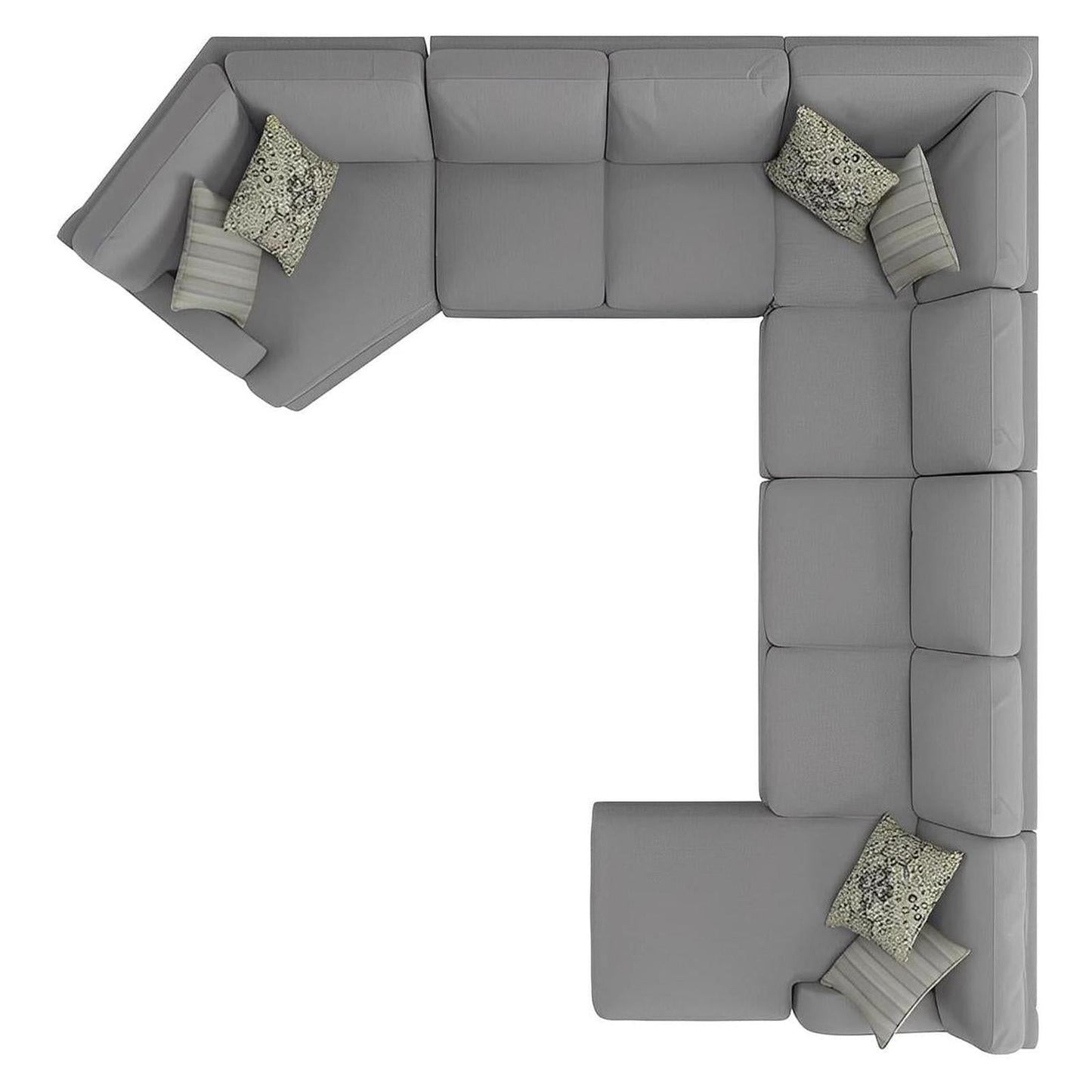 ANALIESE - MODULAR 6PC L-SHAPED SECTIONAL W / 6 PILLOWS - LT GRAY