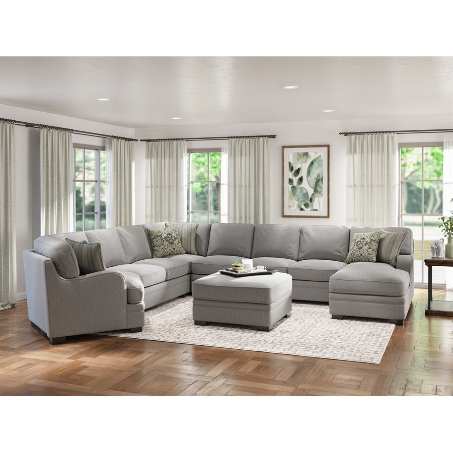 ANALIESE - MODULAR 6PC L-SHAPED SECTIONAL W / 6 PILLOWS - LT GRAY