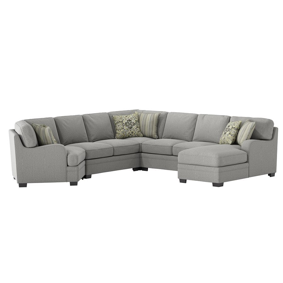 ANALIESE - MODULAR 5PC L-SHAPED SECTIONAL W / 6 PILLOWS  - LT GRAY