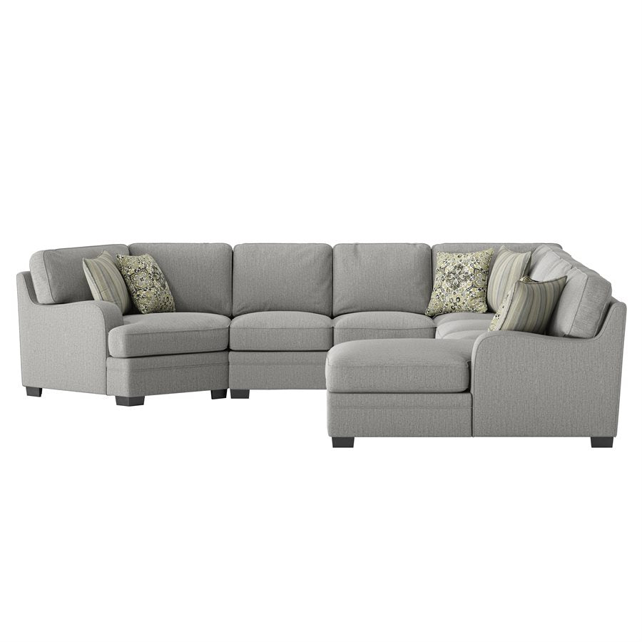 ANALIESE - MODULAR 5PC L-SHAPED SECTIONAL W / 6 PILLOWS  - LT GRAY