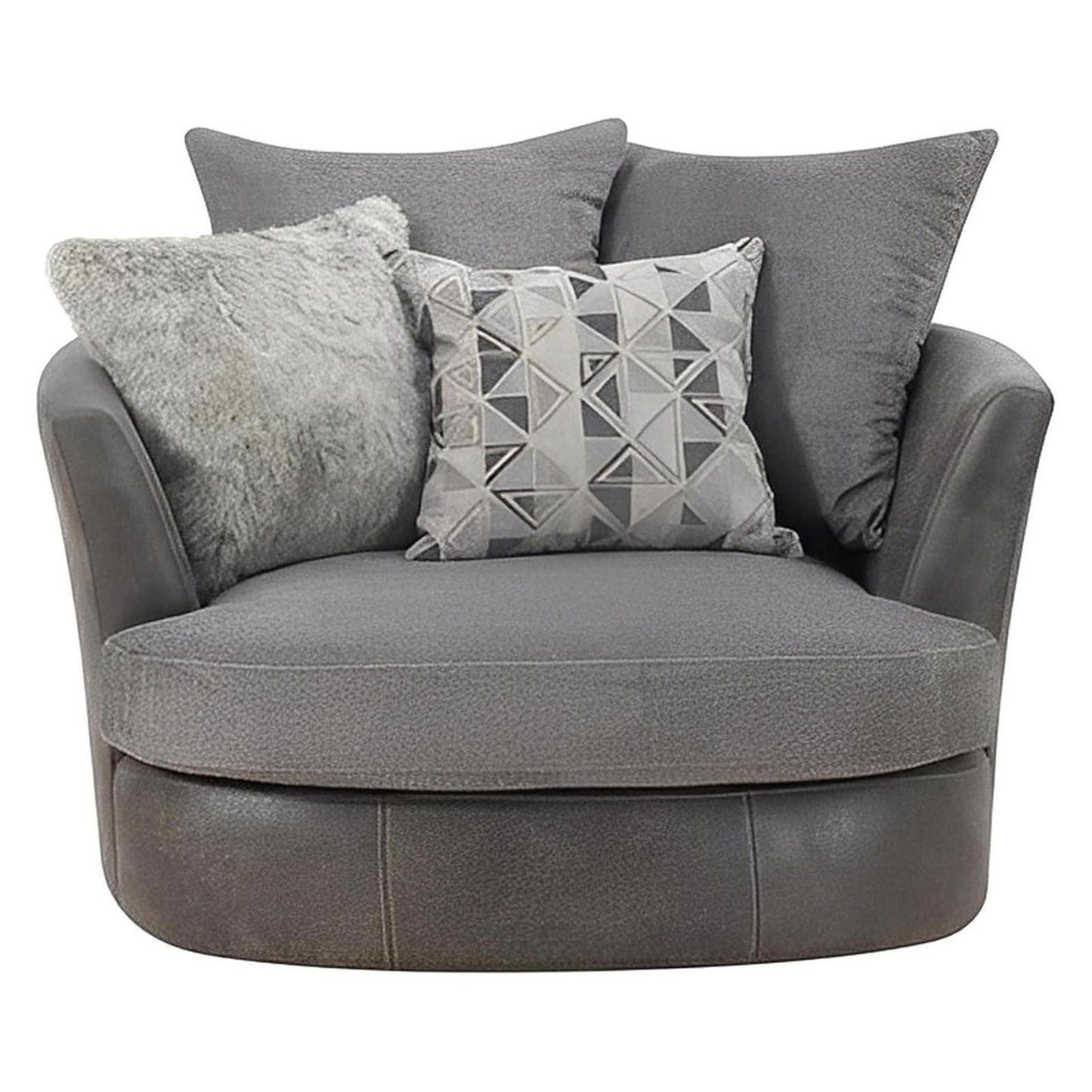 Grey Fabric Accent Chair Spring Support Pocketed Coil Seat (2-Pack)