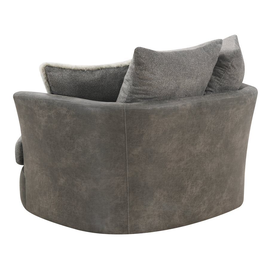 Grey Fabric Accent Chair Spring Support Pocketed Coil Seat (2-Pack)