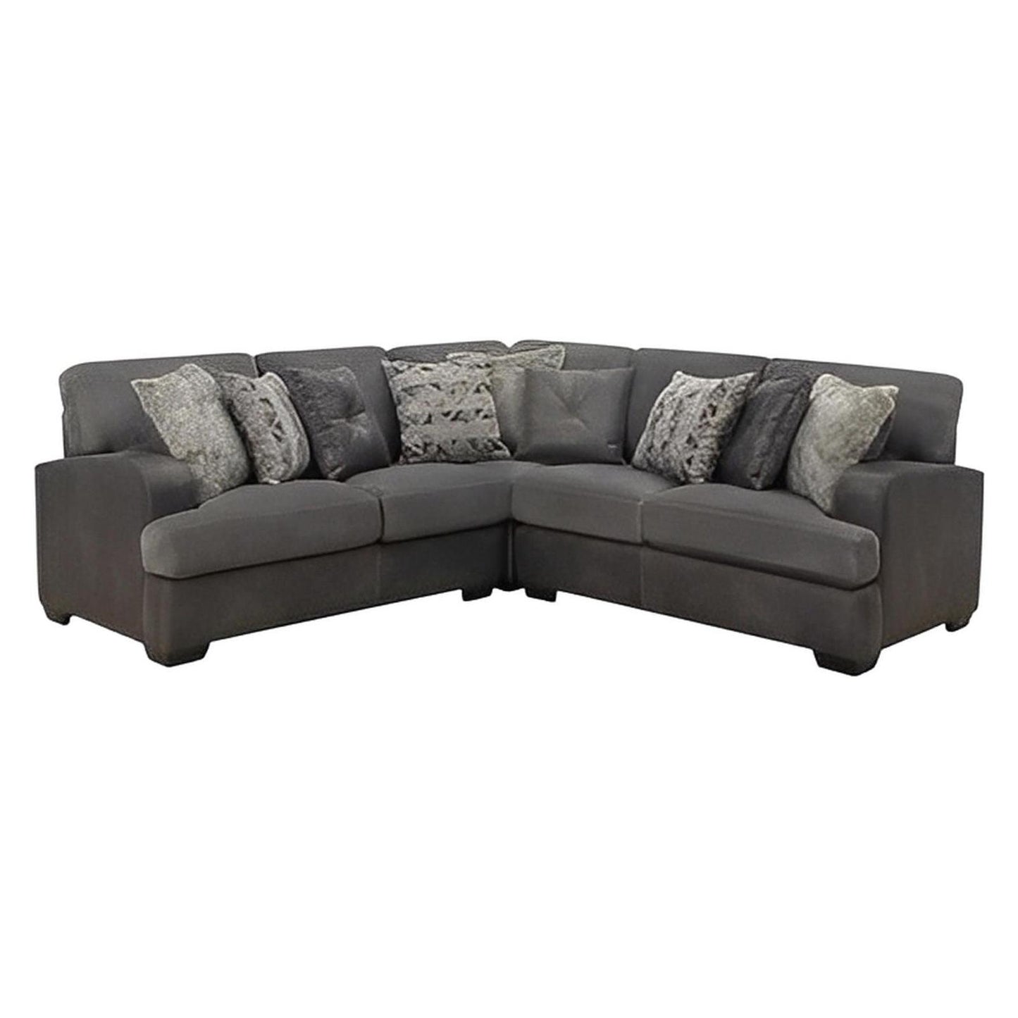 TAMPA - 3PC L-SHAPED SECTIONAL W / 6 PILLOWS - GRAY
