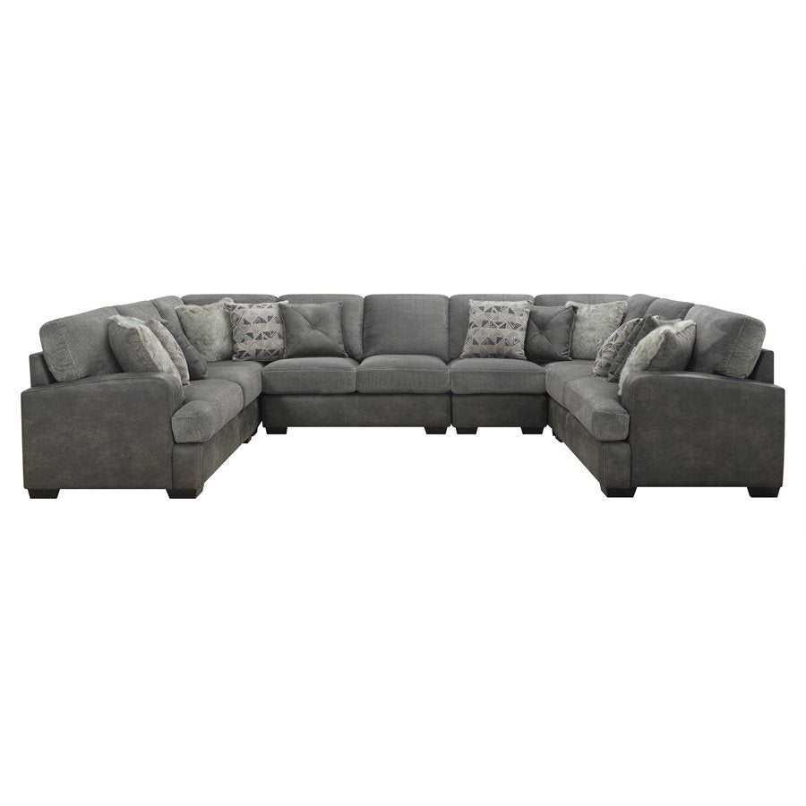 TAMPA - 6PC U-SHAPED SECTIONAL W / 9 PILLOWS - GRAY