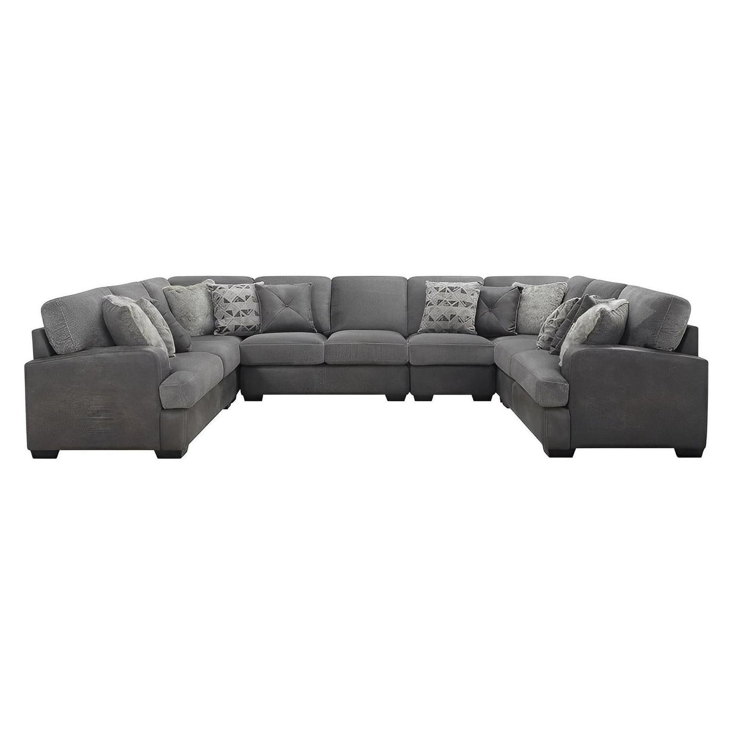 TAMPA - 6PC U-SHAPED SECTIONAL W / 9 PILLOWS - GRAY