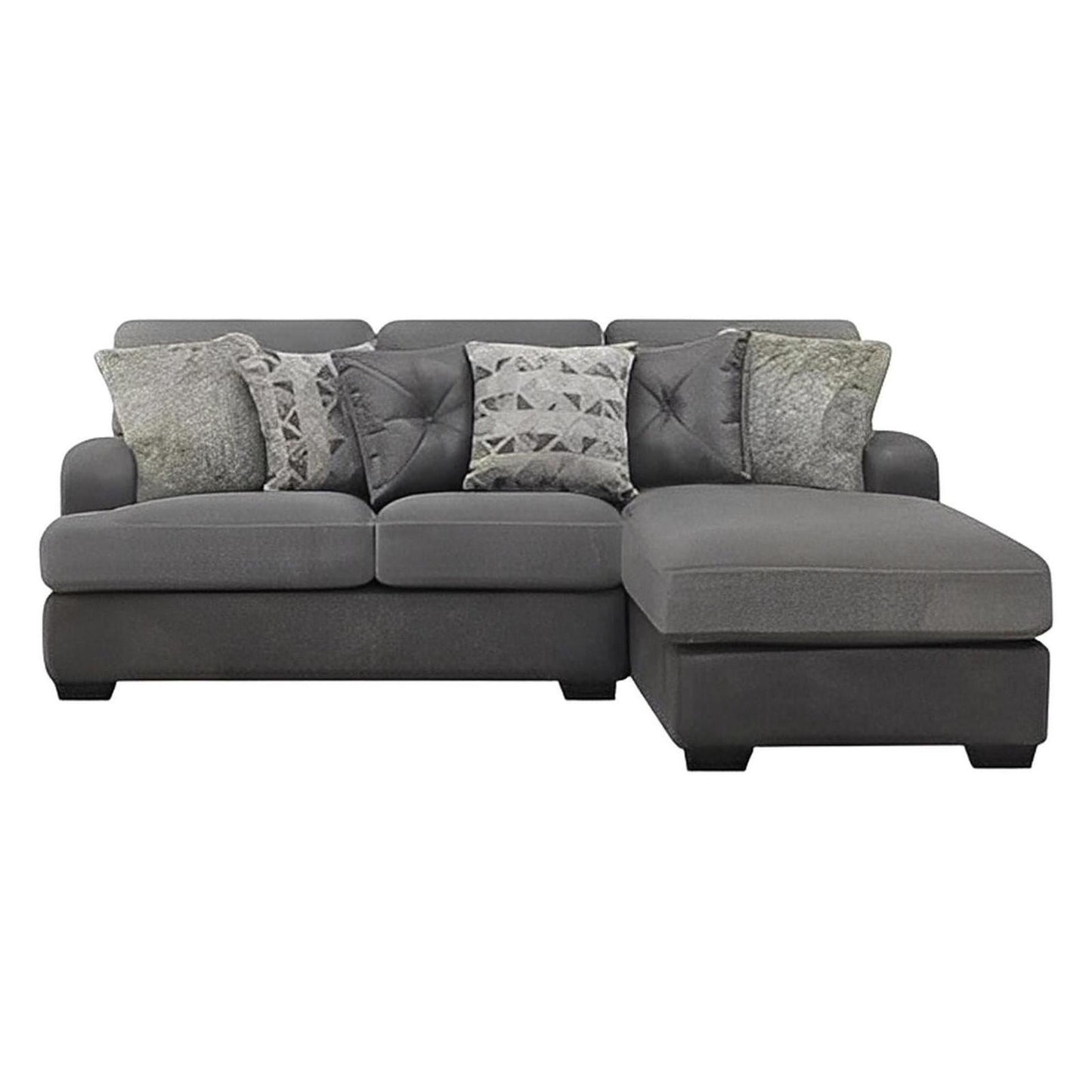 TAMPA - 2PC L-SHAPED SECTIONAL - CHAISE - 6 PILLOWS - GRAY