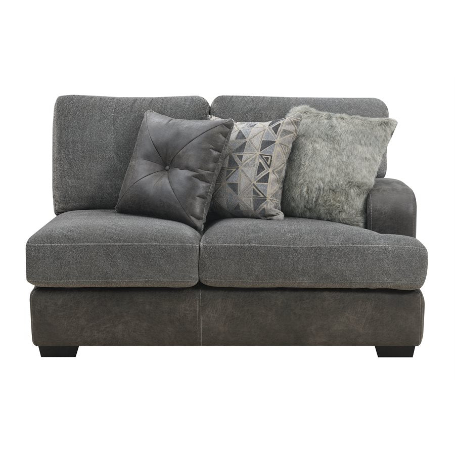 TAMPA - 4PC L-SHAPED SECTIONAL -CHAISE - 9 PILLOWS - GRAY