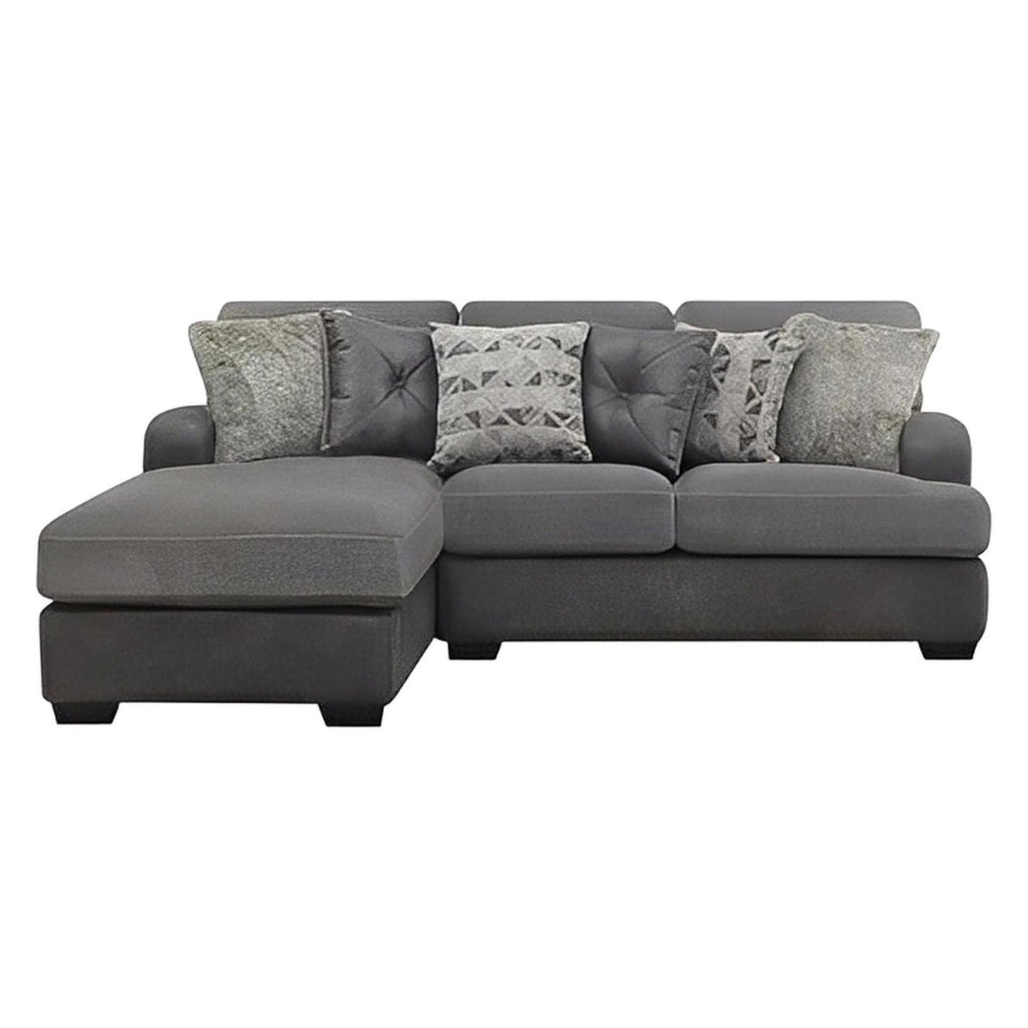 TAMPA - 2PC L-SHAPED SECTIONAL - CHAISE - 6 PILLOWS GRAY