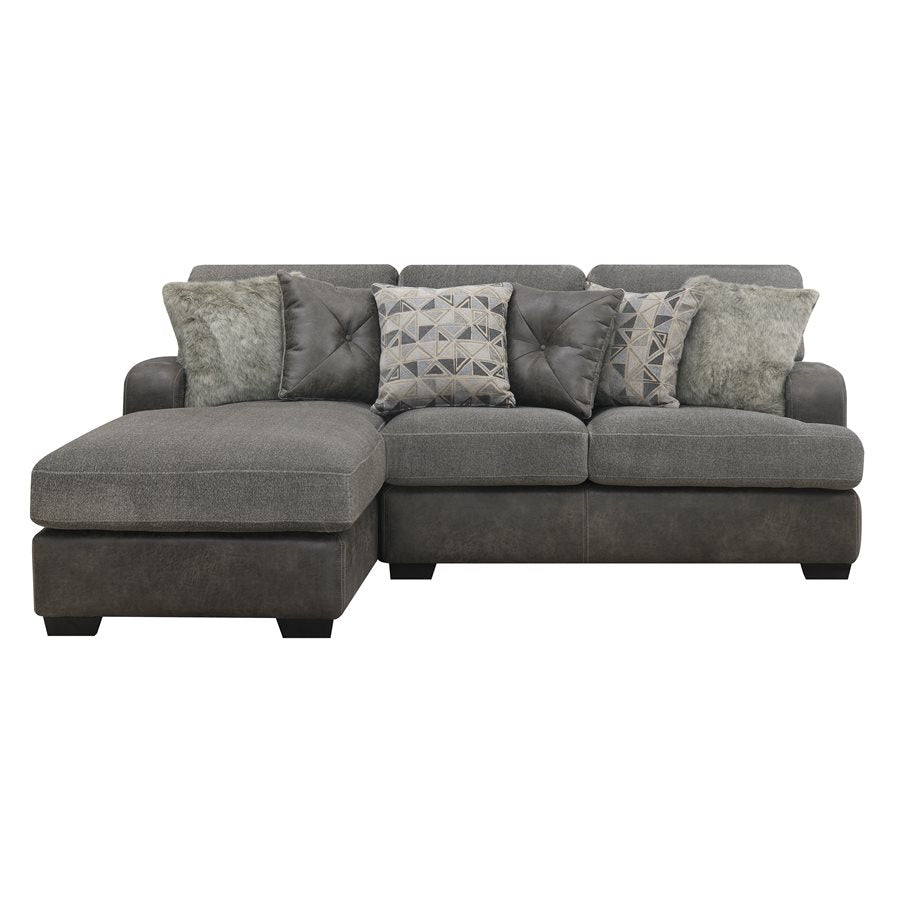 TAMPA - 2PC L-SHAPED SECTIONAL - CHAISE - 6 PILLOWS GRAY