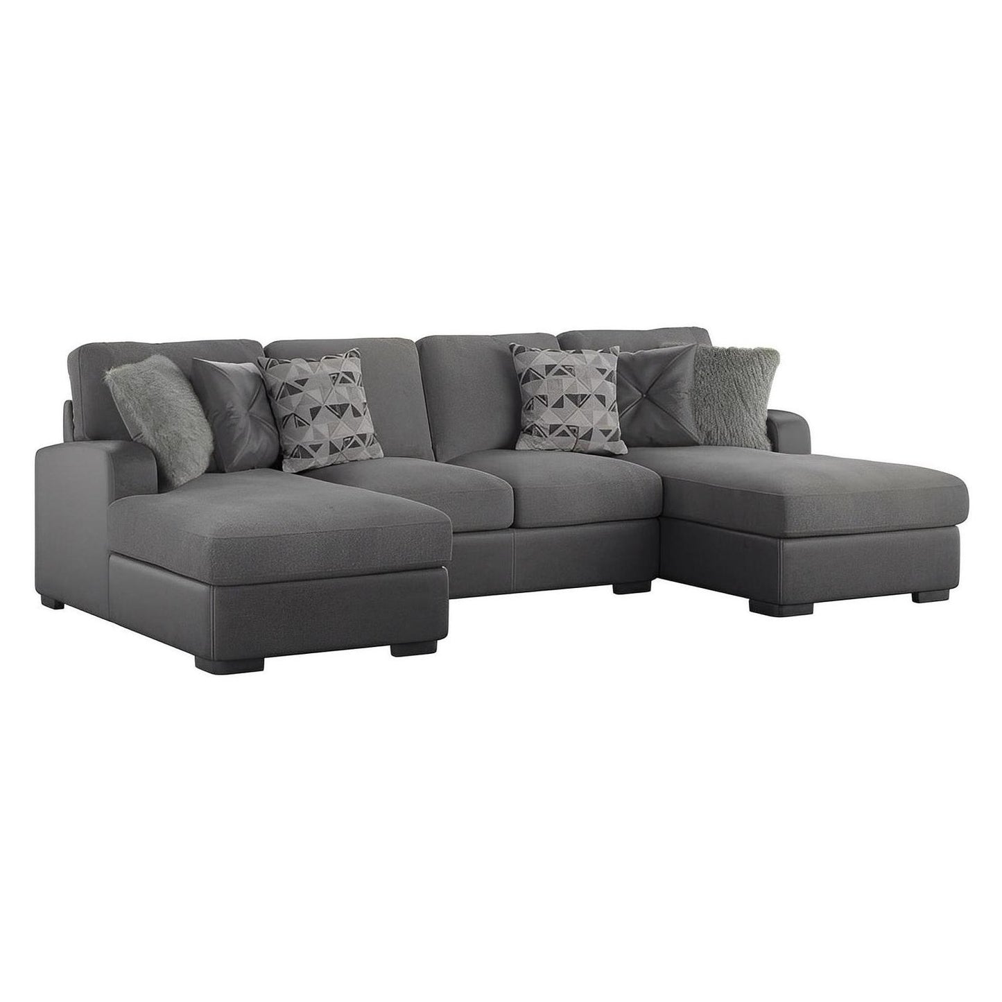 TAMPA - 3PC U-SHAPED SECTIONAL - CHAISE - 6 PILLOWS - GRAY