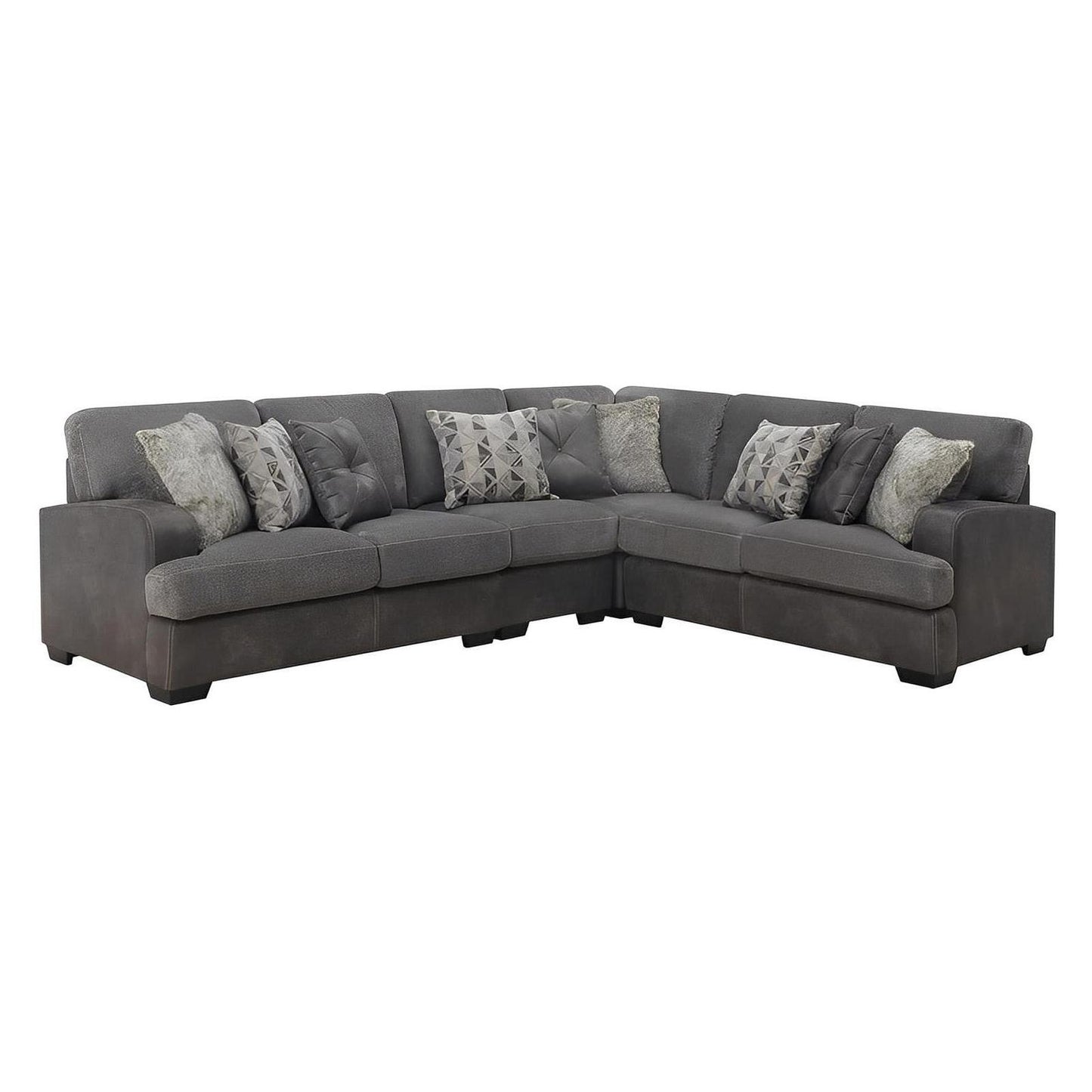 TAMPA - 4PC L-SHAPED SECTIONAL - W / 6 PILLOWS - GRAY