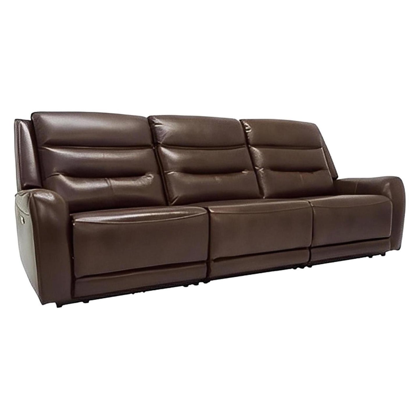 3PC - DUAL POWER SOFA W / 2 RECLINERS - BROWN LEATHER
