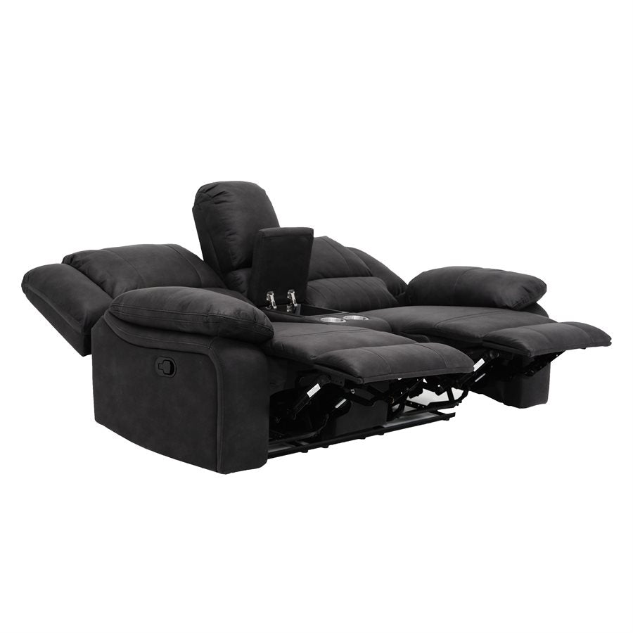 MOTION CONSOLE LOVESEAT - BLACK - 2 Recliners