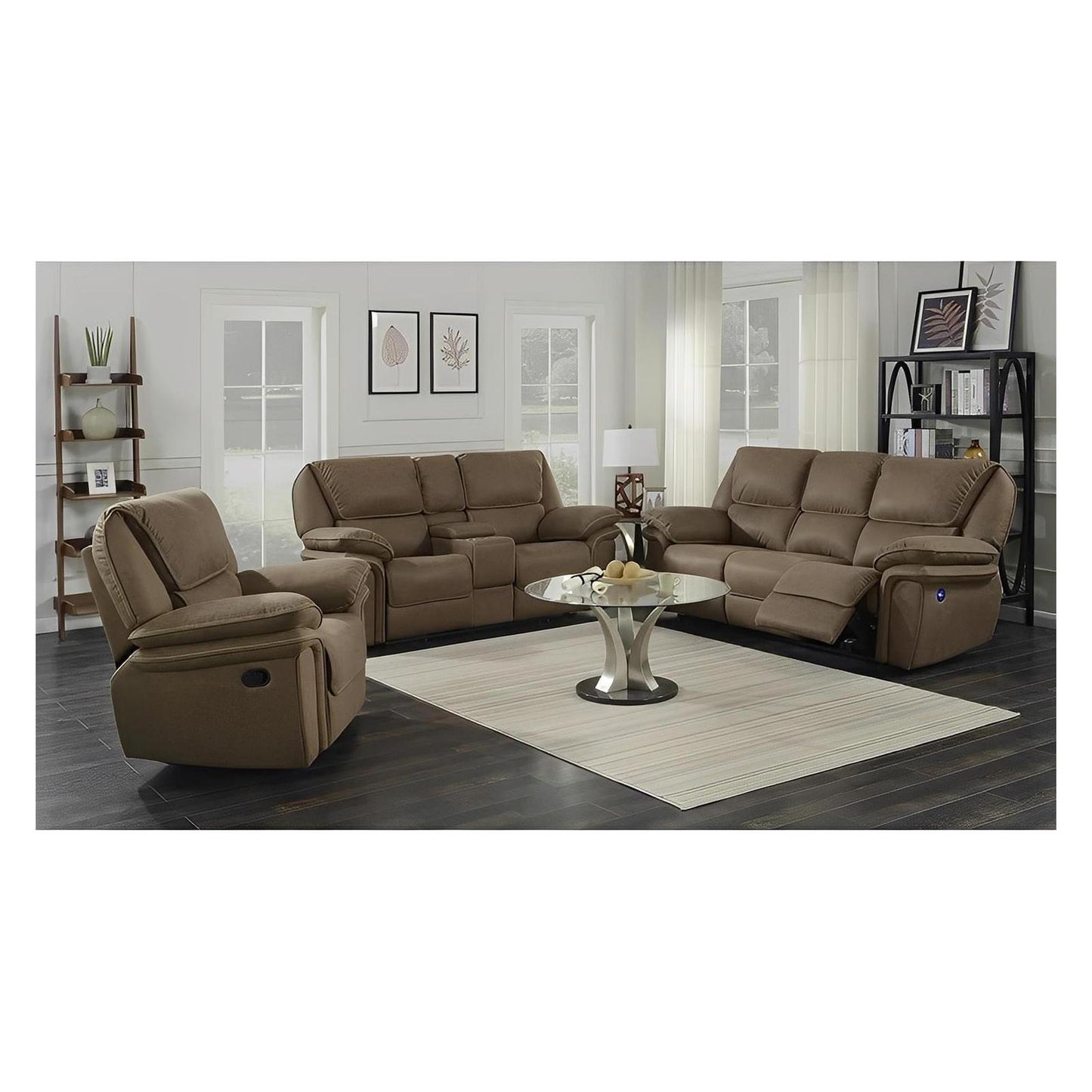 SWIVEL GLIDER RECLINER-LIGHT BROWN