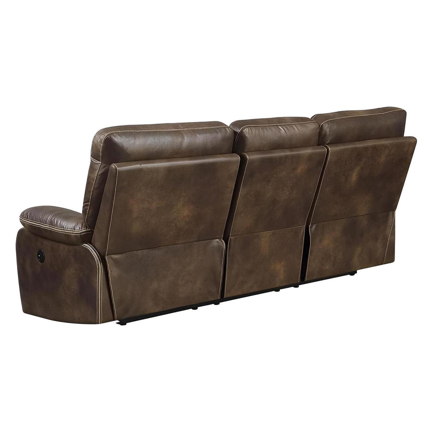 POWER SOFA W / USB POWER OUTLET - BROWN - 2 Recliners