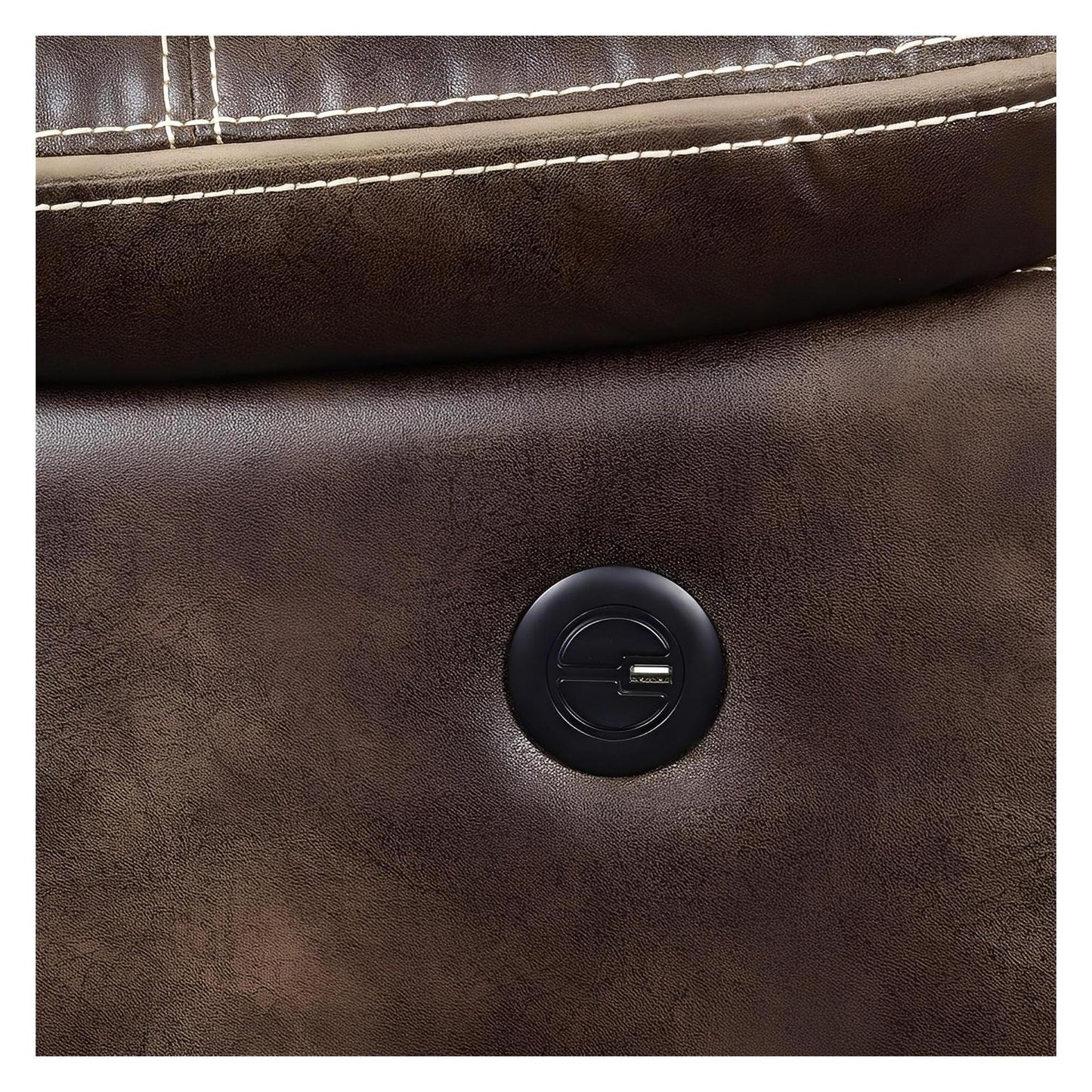 POWER SOFA W / USB POWER OUTLET - BROWN - 2 Recliners