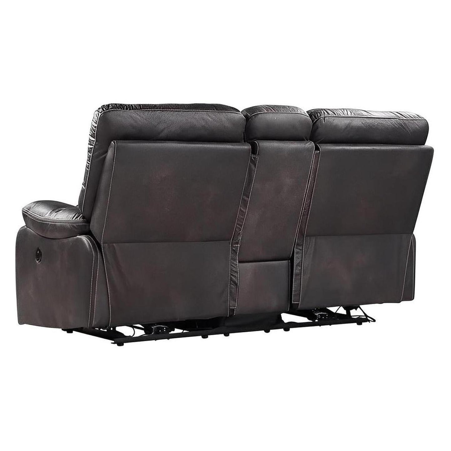 POWER CONSOLE LOVESEAT W / USB POWER OUTLET - GREY - 2 Recliners