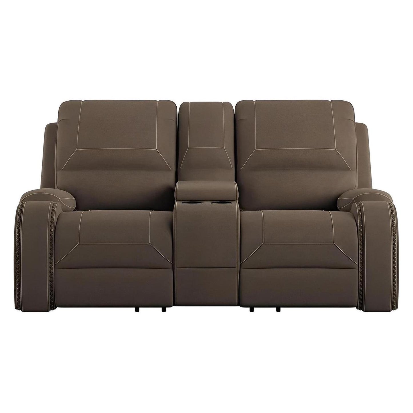 MOTION LOVESEAT W / CONSOLE & USB - BROWN - 2 Recliners