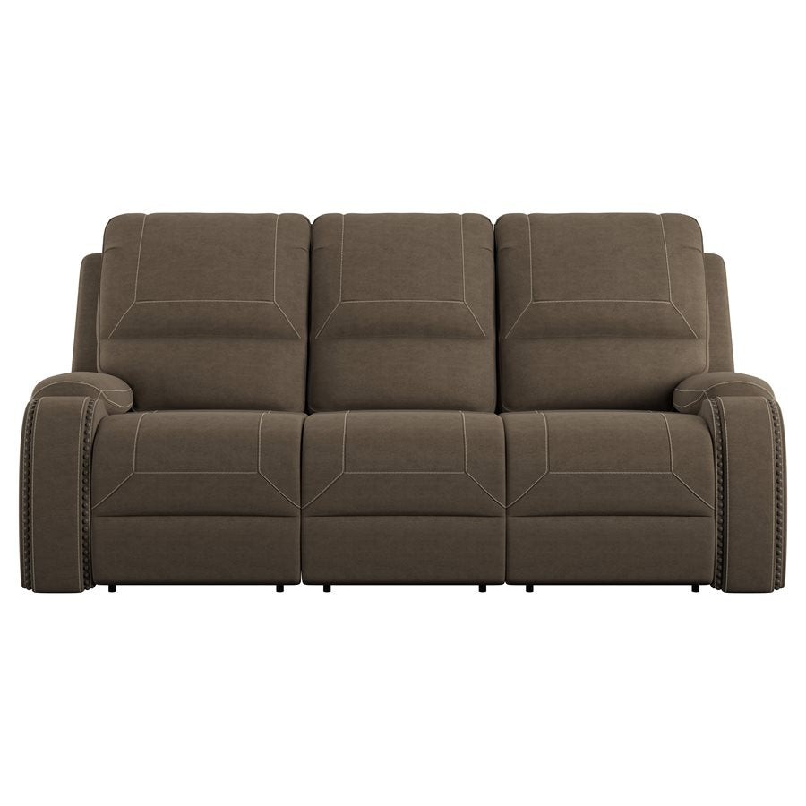 MOTION SOFA W / DROPDOWN TABLE & USB - BROWN - 2 Recliners