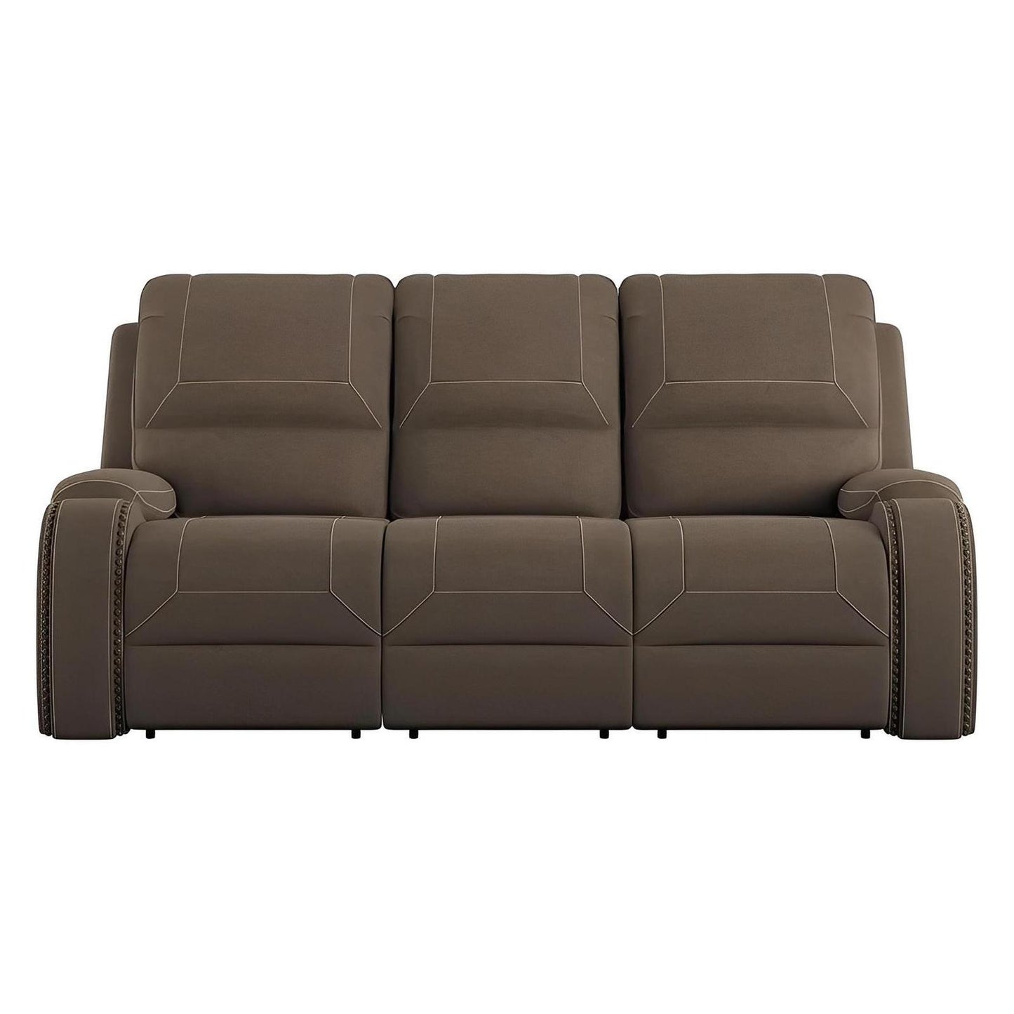 MOTION SOFA W / DROPDOWN TABLE & USB - BROWN - 2 Recliners