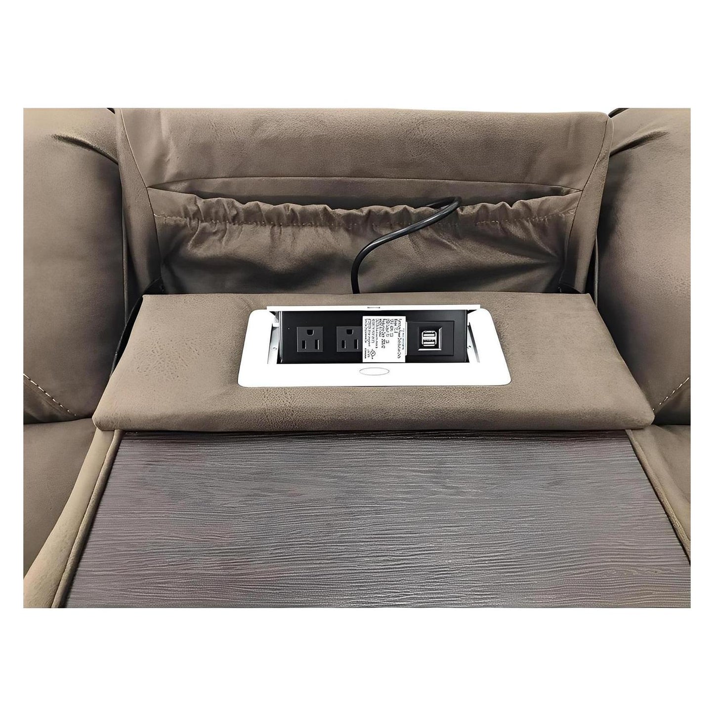 MOTION SOFA W / DROPDOWN TABLE & USB - BROWN - 2 Recliners