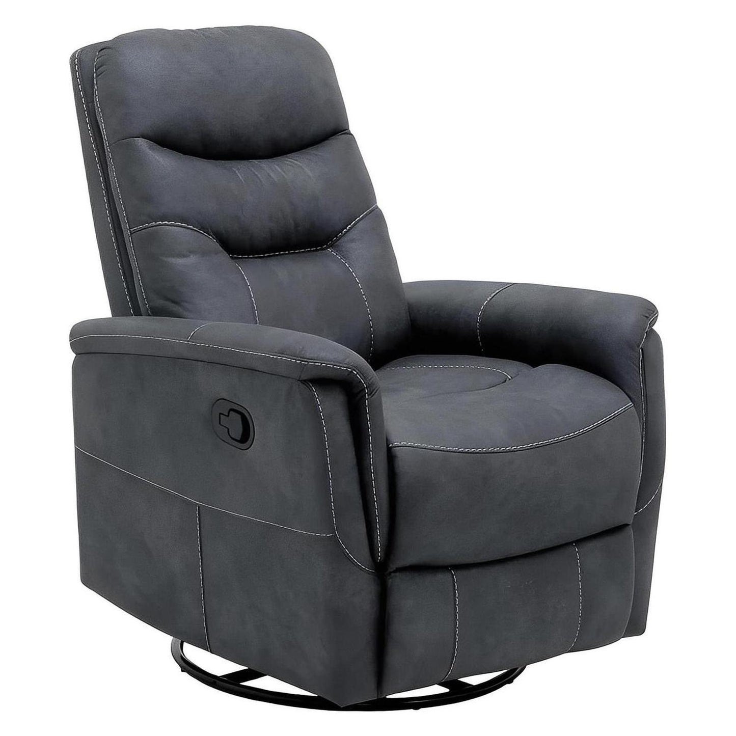 Charcoal Faux Leather Accent Chair Motion Glider Swivel Recliner
