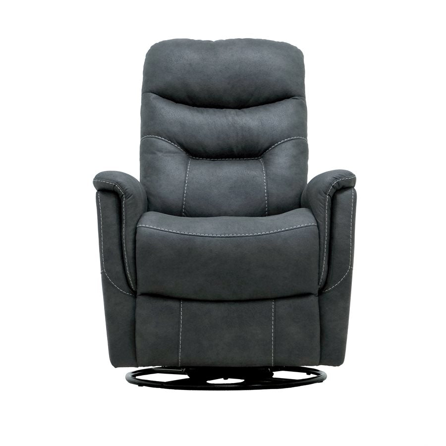 Charcoal Faux Leather Accent Chair Motion Glider Swivel Recliner
