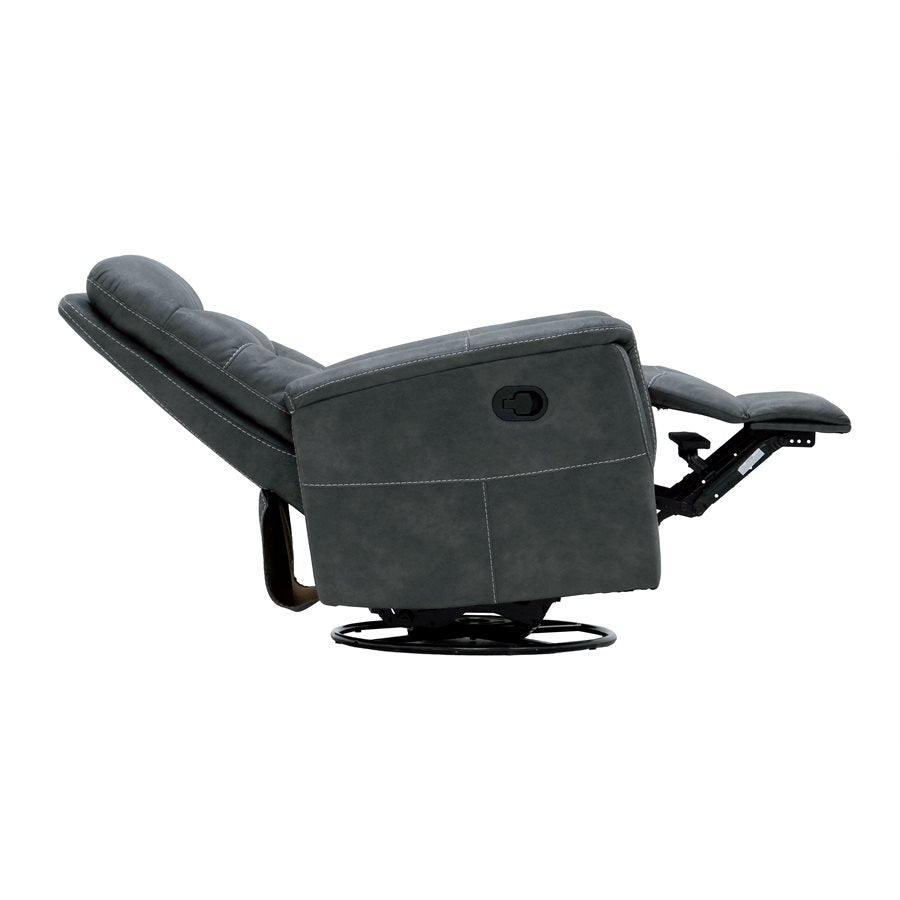 Charcoal Faux Leather Accent Chair Motion Glider Swivel Recliner