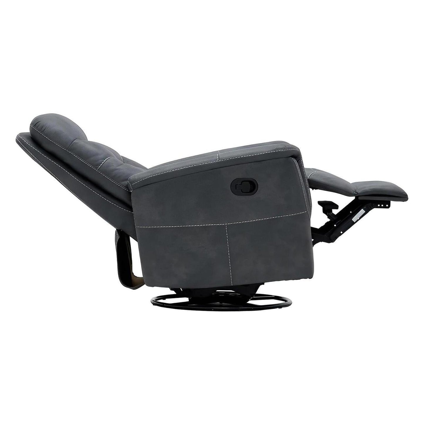 Charcoal Faux Leather Accent Chair Motion Glider Swivel Recliner