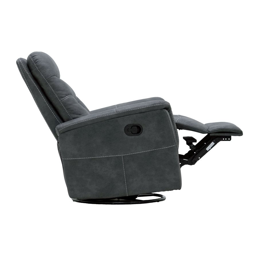 Charcoal Faux Leather Accent Chair Motion Glider Swivel Recliner