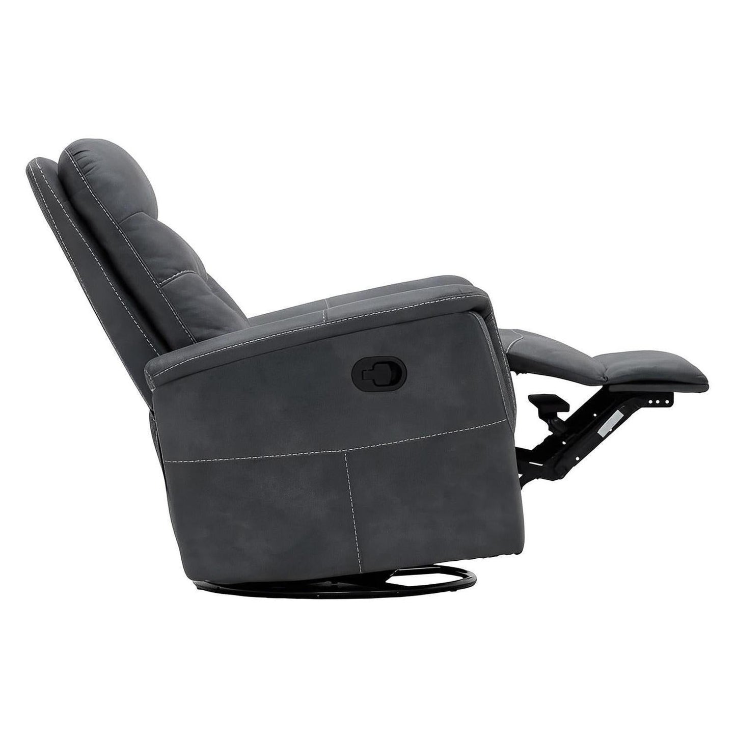 Charcoal Faux Leather Accent Chair Motion Glider Swivel Recliner