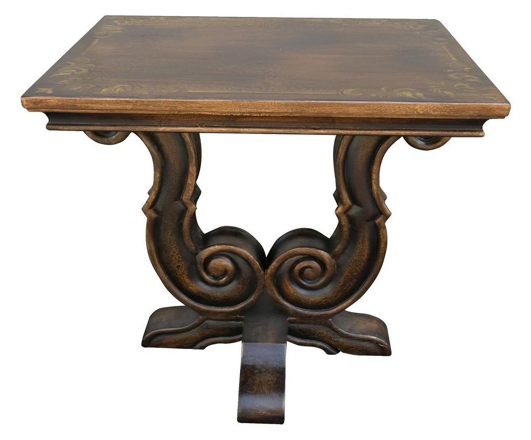 Sainte-Enimie End Tables (2-Pack) Antique Bronze Finish, Intricate Scrollwork Pedestal Base