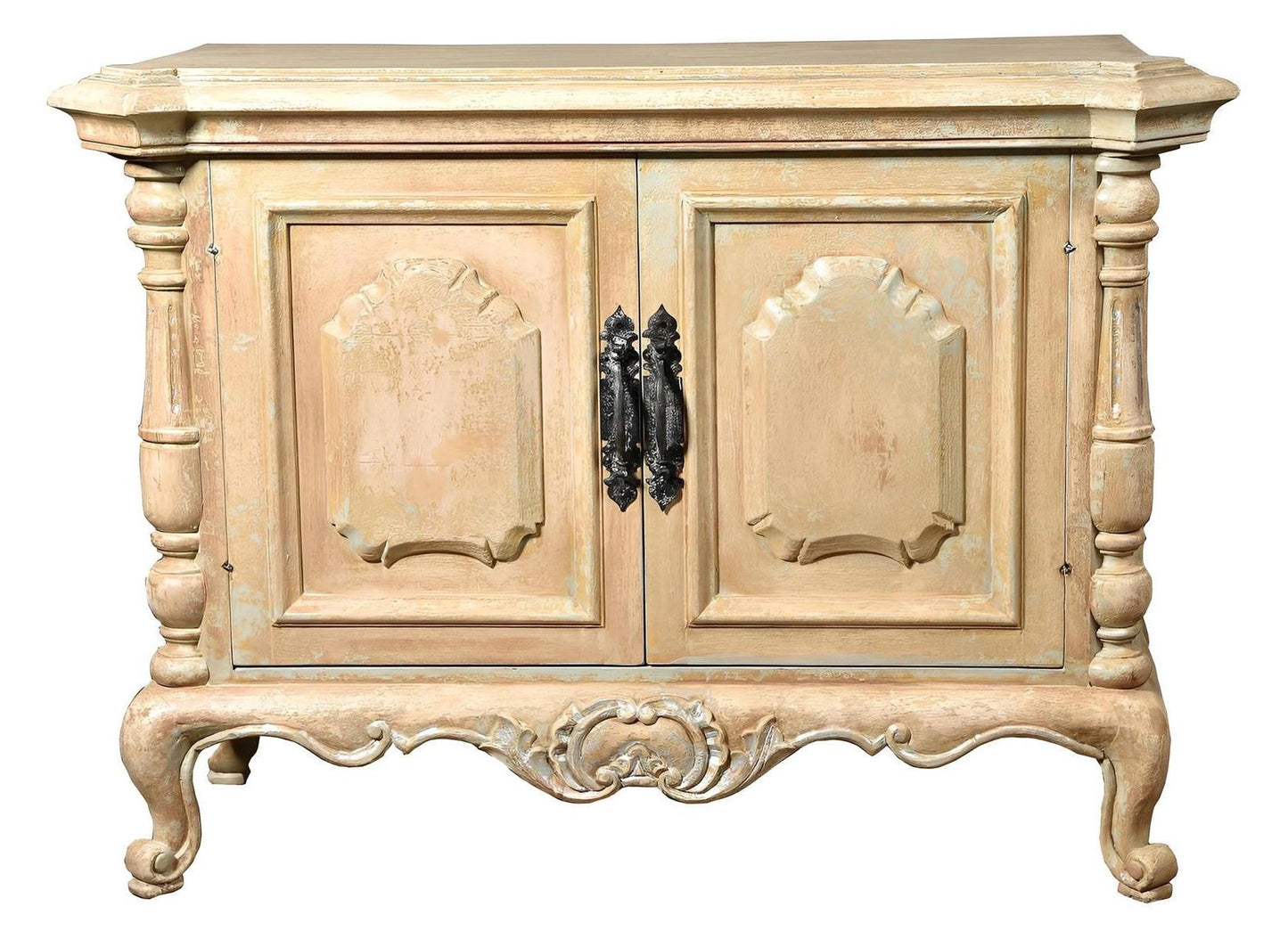 Durtal Ivory Distressed Dining Buffet, Lyon Palatial Handcrafted Vintage Charm