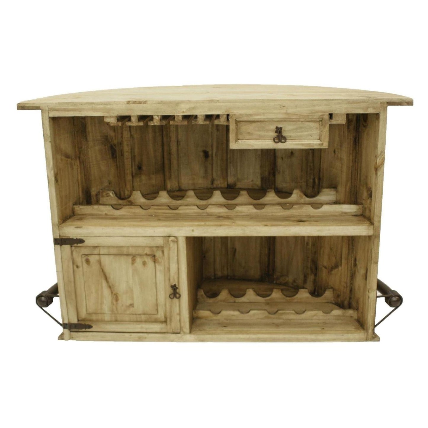 Curved Wooden Bar with a Foot Rail 63"x31"x42"