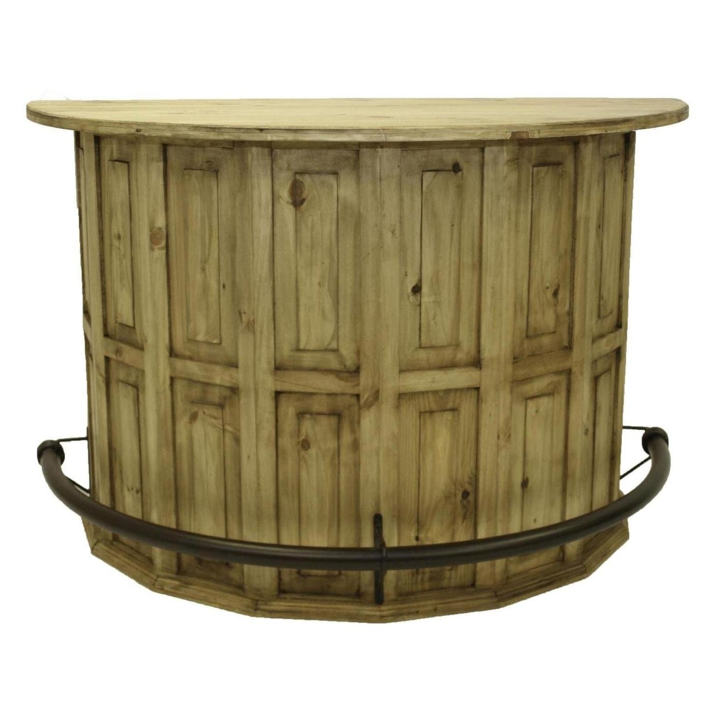 Curved Wooden Bar with a Foot Rail 63"x31"x42"