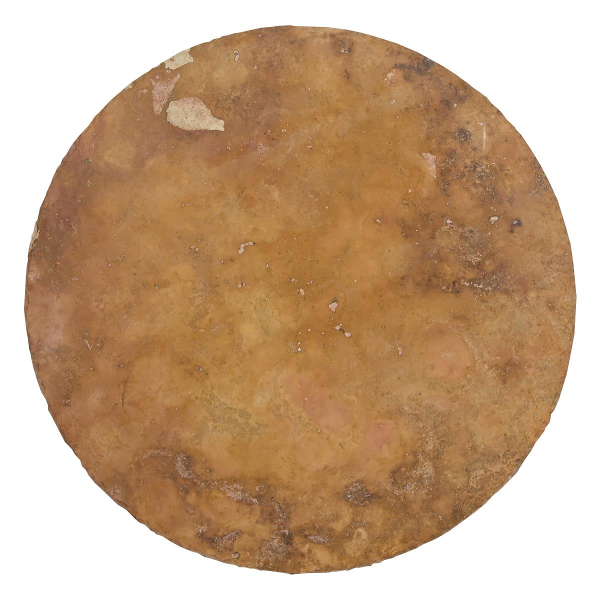 Old World Round Table with Cantera Stone Top & Wrought Iron Base | 29.5 x 48 x