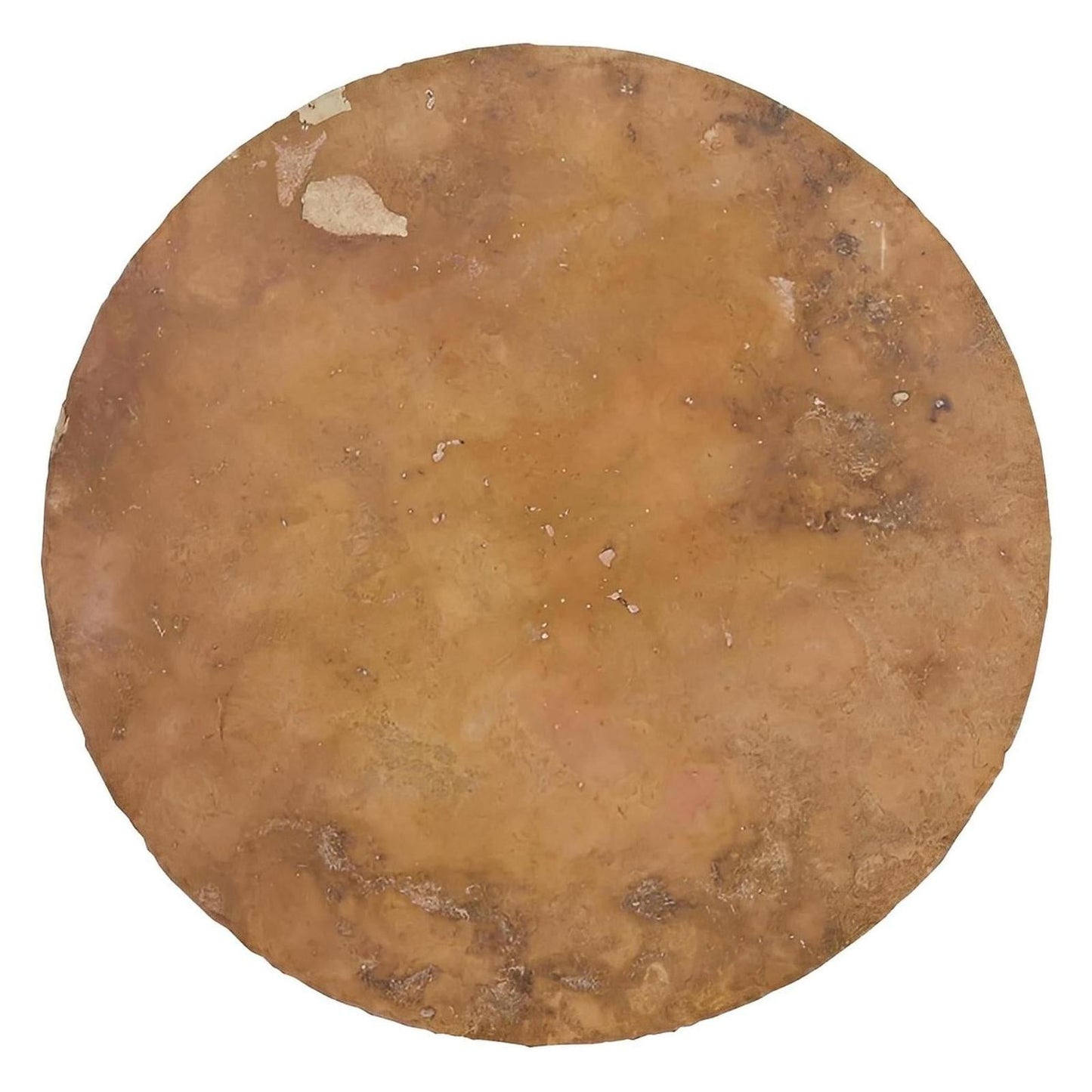 Old World Round Table with Cantera Stone Top & Wrought Iron Base | 29.5 x 48 x
