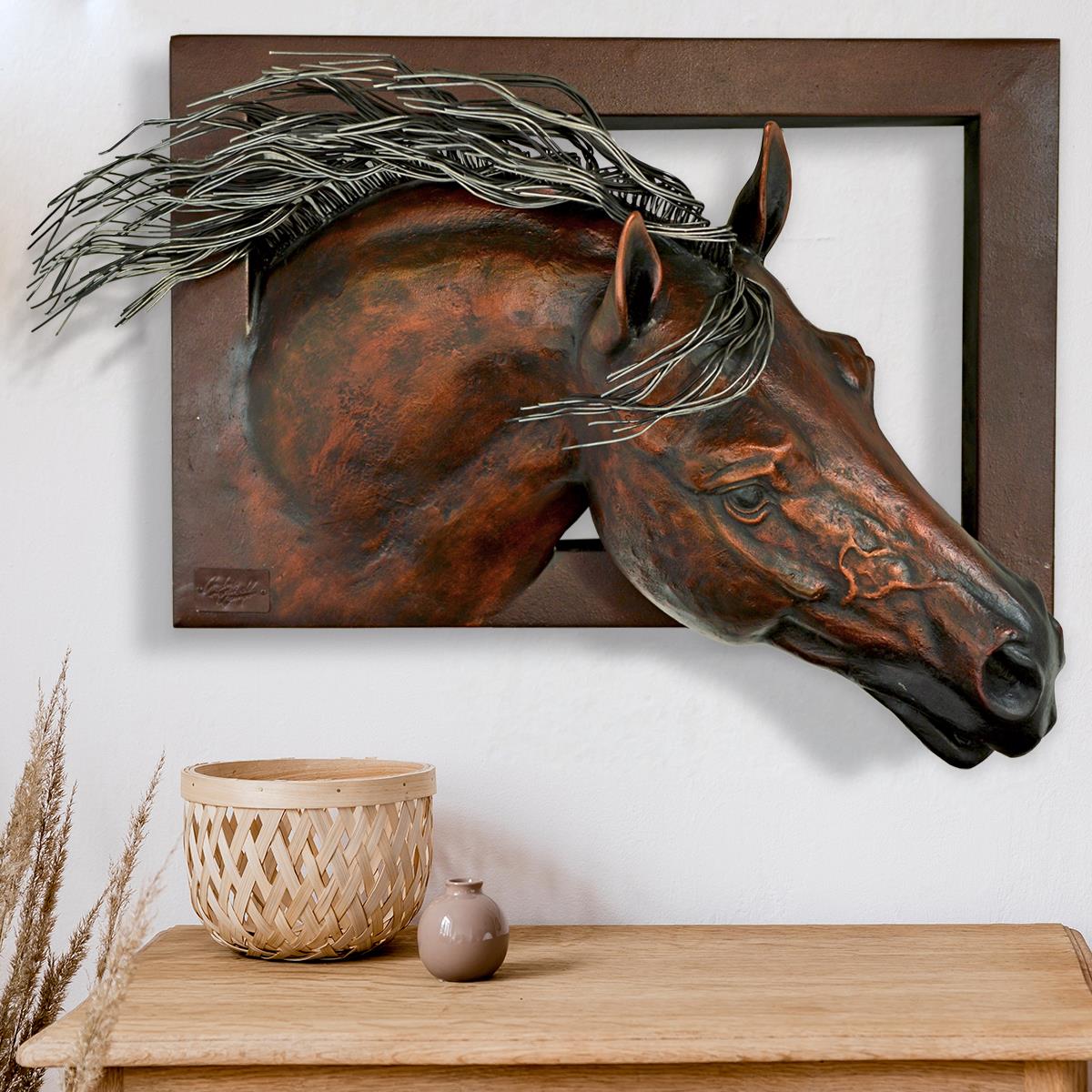 Majestic Glory Horse | Handcrafted Copper Wall Sculpture | 39" x 17" x 21"