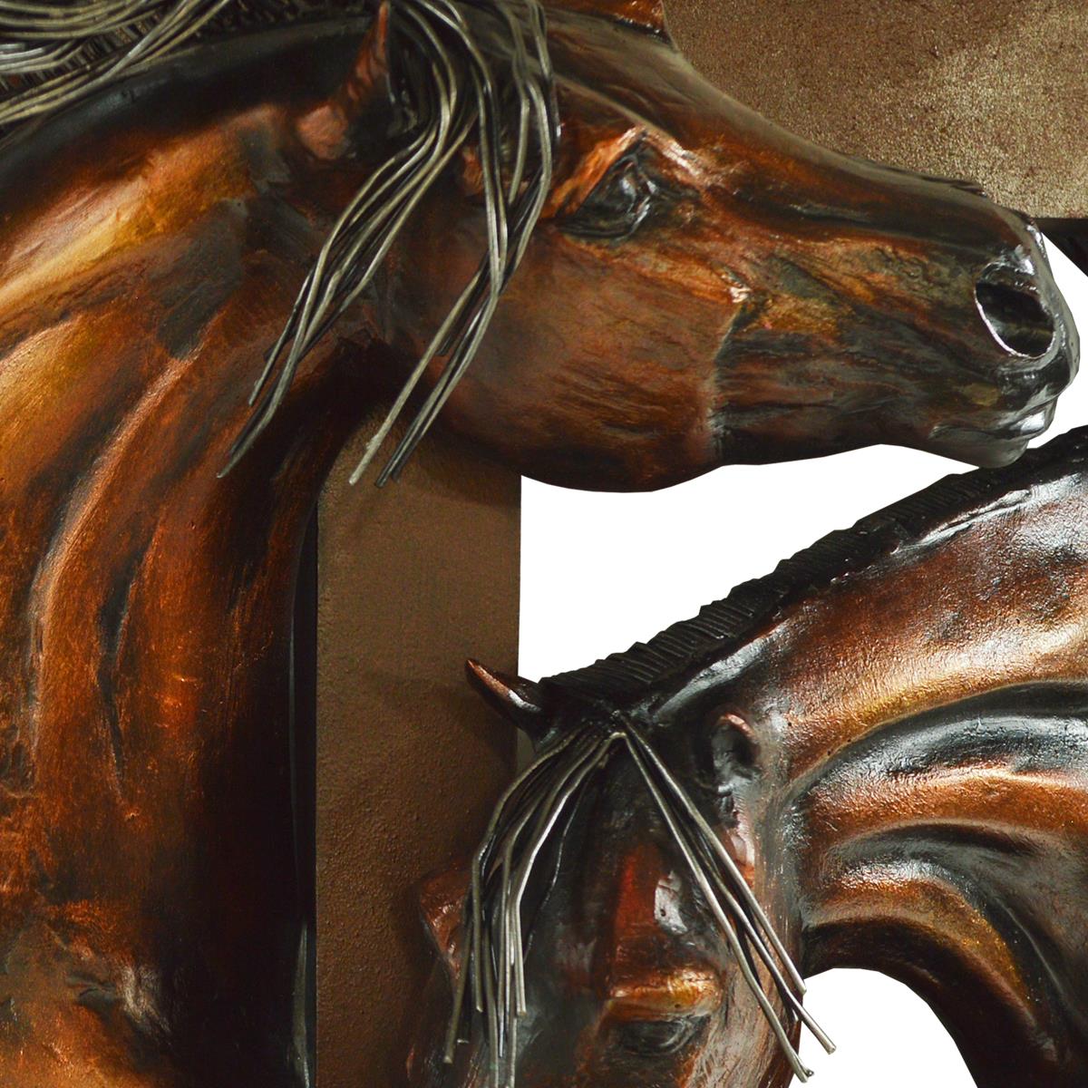 Beauty, Strength & Freedom Horses | Handcrafted Copper Wall Sculpture | Three Running Horses | 38" x 12" x 21"