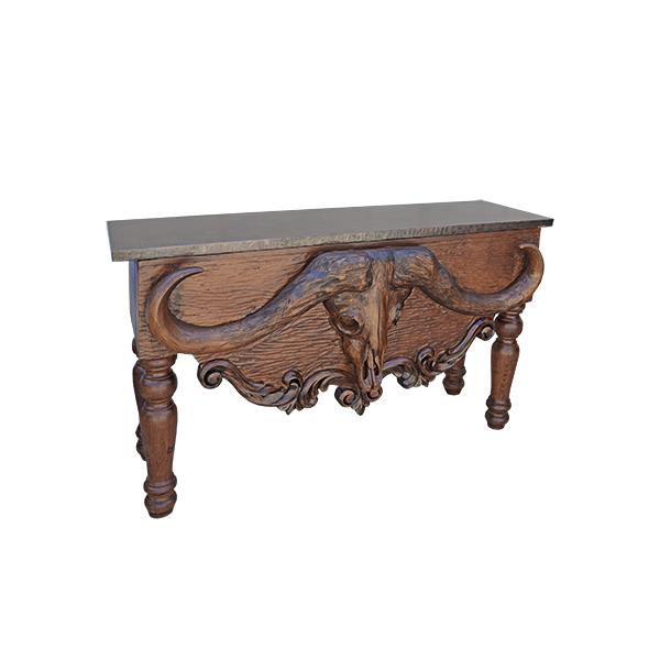 Hackberry Draw Copper Top- Cape Buffalo Hand Carved Skull Mount Console